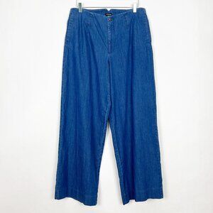 J. Peterman Wide Leg High Waisted Denim Trouser Jean Medium Wash Women's Size 12